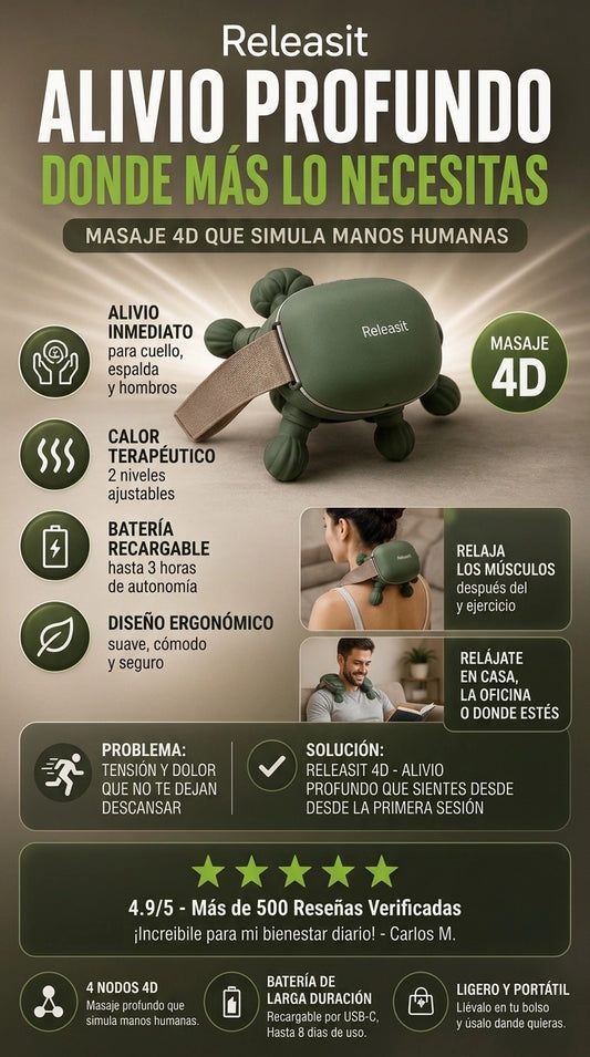 benefits - Masajeador de cuello portátil.
